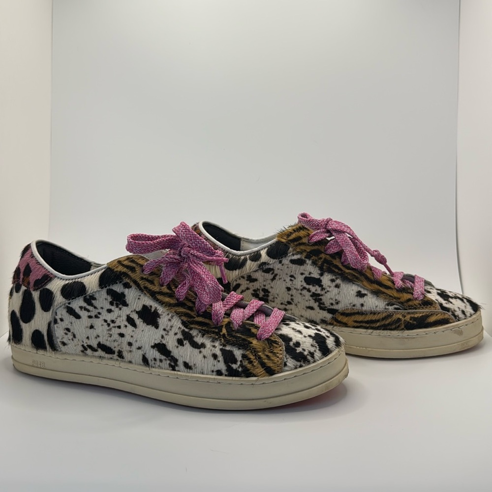P448 Women’s 35 5 5.5 Multi-fur Animal Print Statement Sneakers Luxe Designer